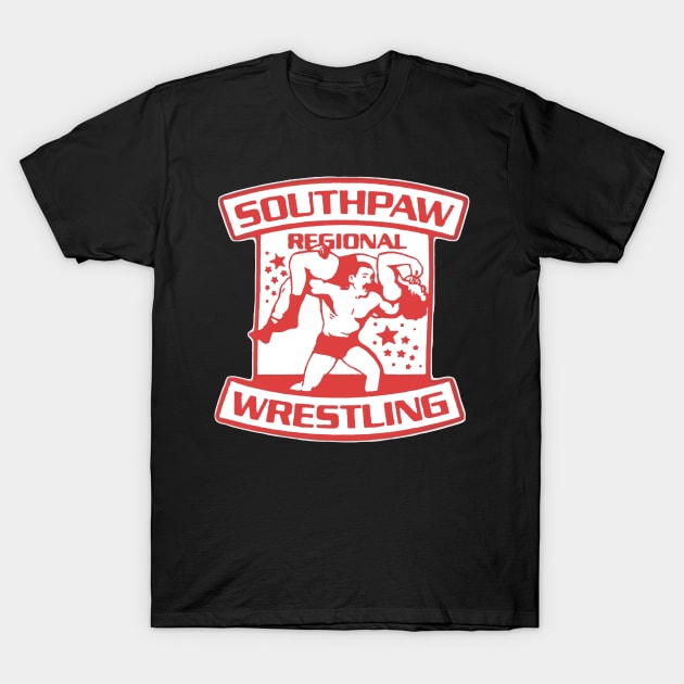 Southpaw Wrestling red T-Shirt by GuitarManArts